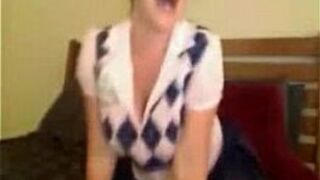Busty Milf Clit Rubbing With Dildo On Cam - porn video