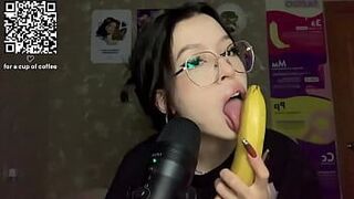 ASMR sucking a big fat banana - porn video