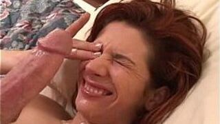 Busty Redhead Gets Her Mouth Fucked - porn video