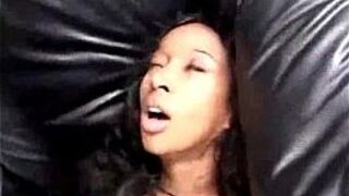 Black girl swallows all of his warm cum - porn video