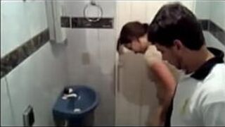 Mexican teens caught fucking in public restroom - porn video