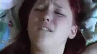 Chubby redhead girlfriend sucks and fucks her man - porn video